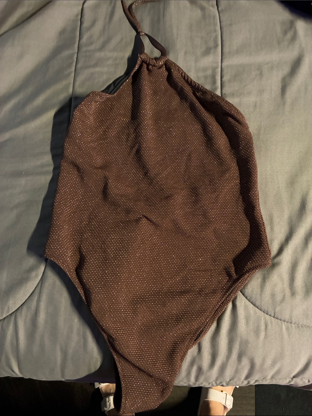 Halter One-Piece Swimsuit in Chocolate Brown